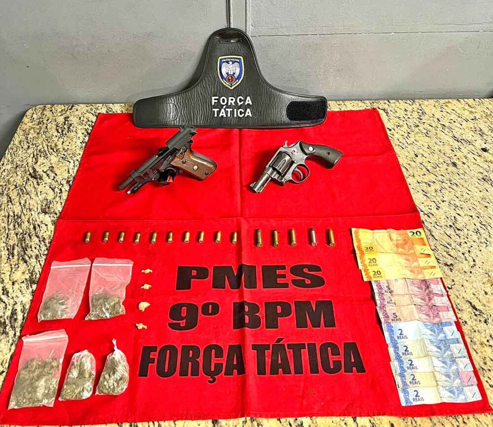 PM prende três homens e apreende armas e drogas