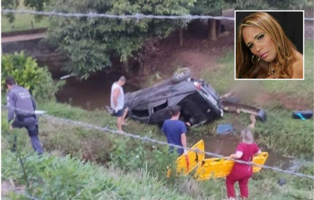 Mulher trans morre e três ficam feridos após carro capotar