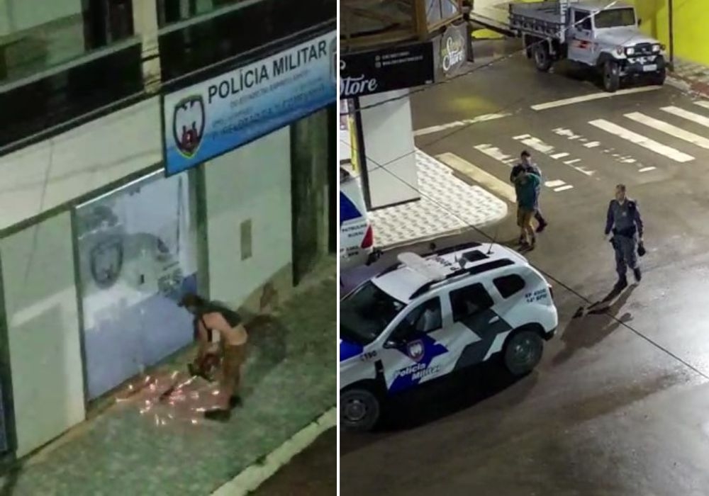 Com motosserra, homem destrói porta de posto da PM no Espírito Santo